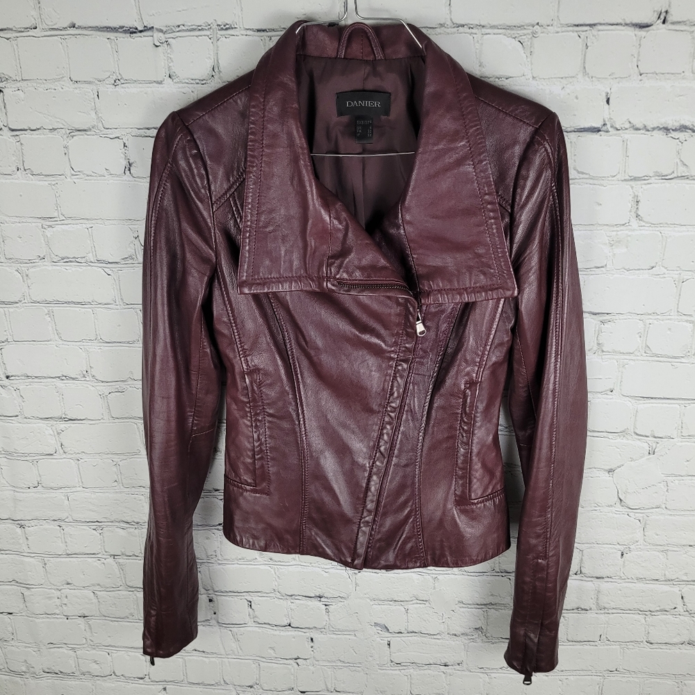 DANIER | leather zip moto biker jacket